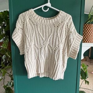Magnolia Cream Cable-Knit Short Sleeve Pullover